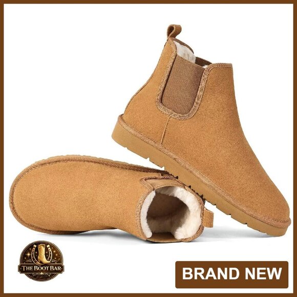 Shoes - Women's Genuine Suede Chelsea Boots Winter Ankle Boots Non-Slip